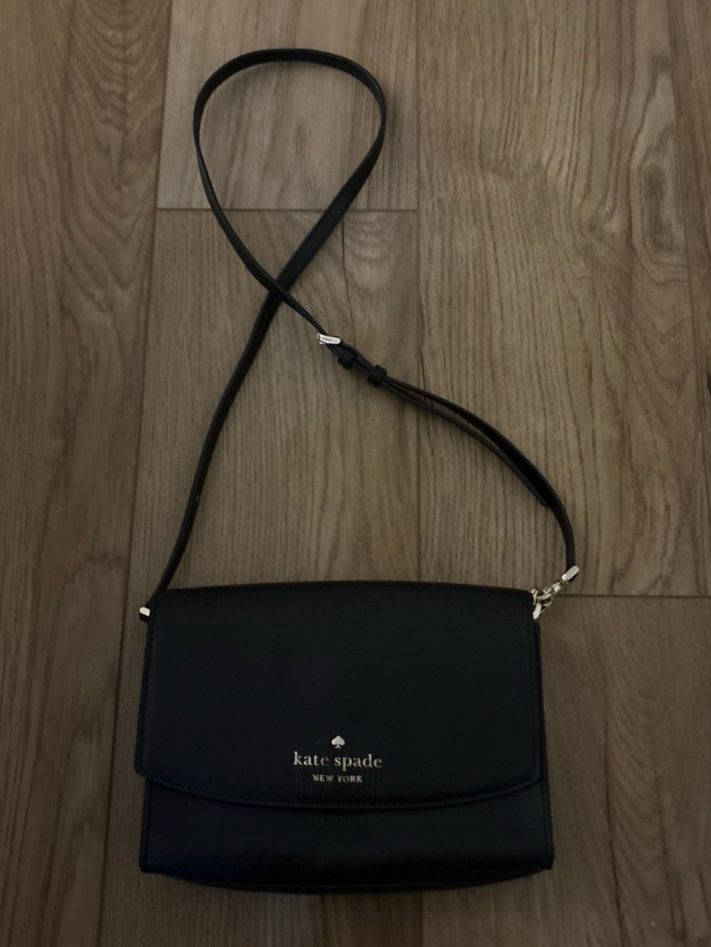 kate spade Black Leather Crossbody with Gold Hardware